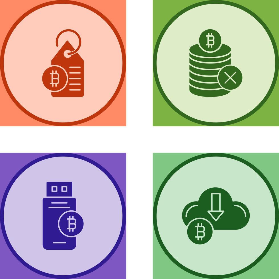 Not Accepted and Bitcoin Label Tag Icon vector