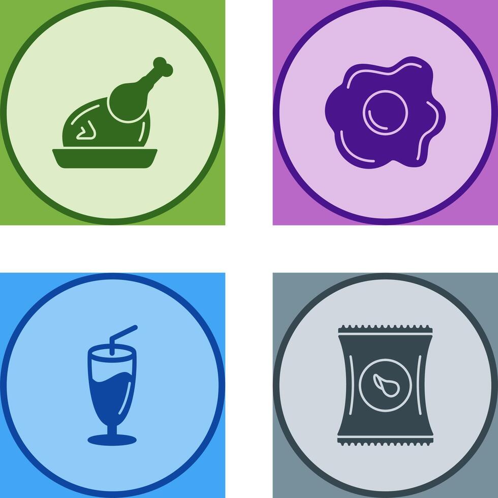 Chicken leg and Fried egg Icon vector