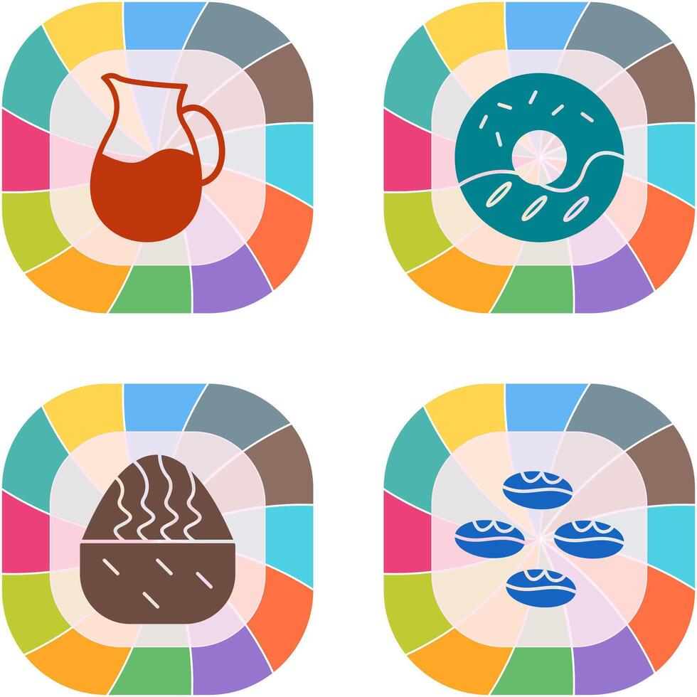 milk jug and cream doughnut Icon vector