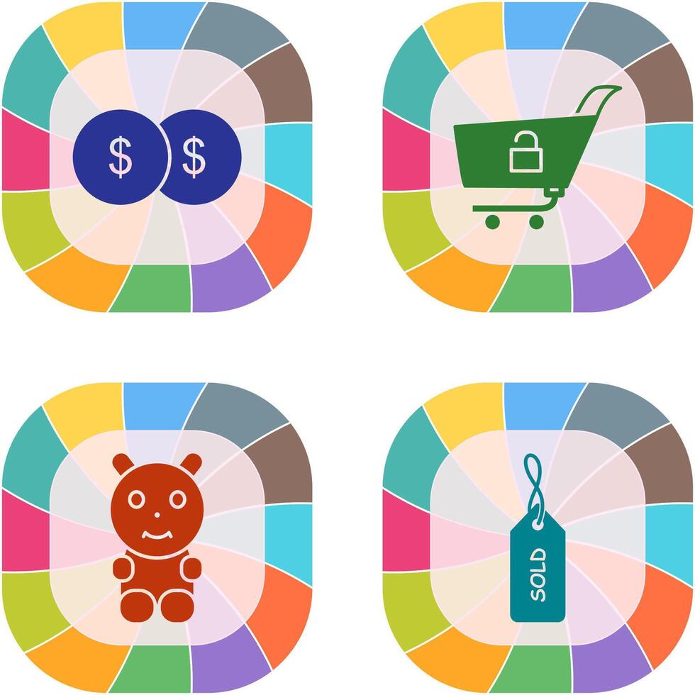 coins and unlock cart Icon vector