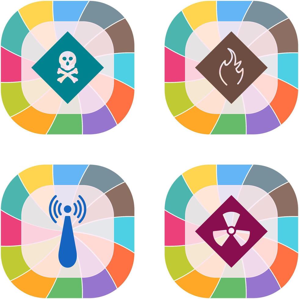 poisonous gas and Danger of flame Icon vector