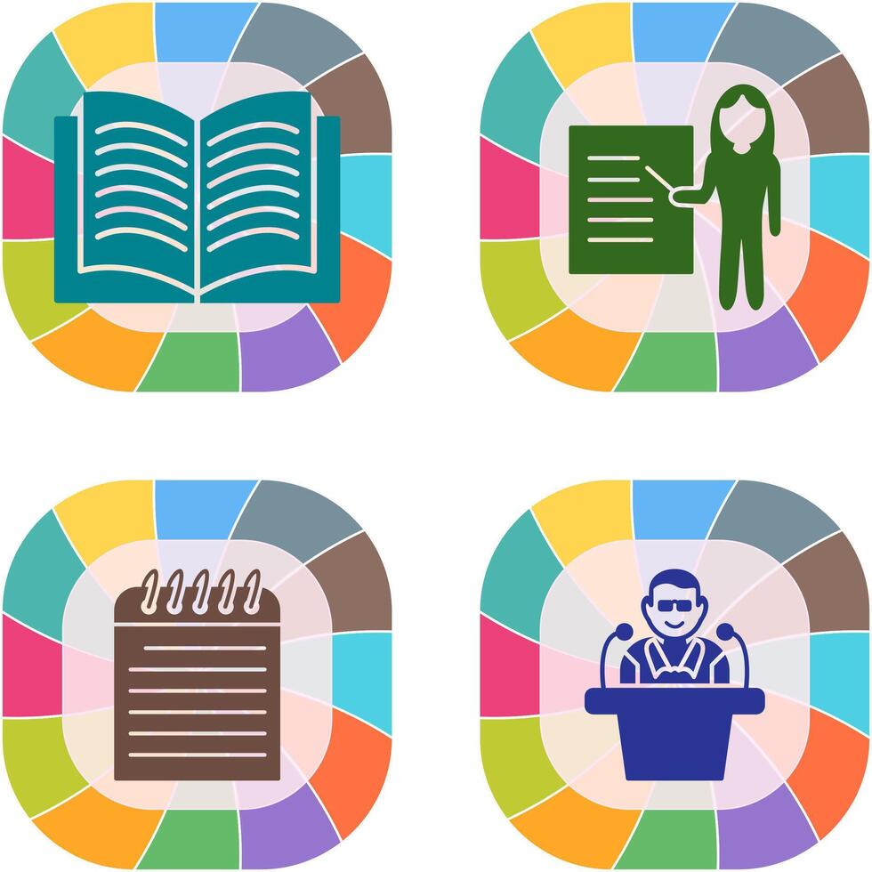 Textbook and Female Presenter Icon vector