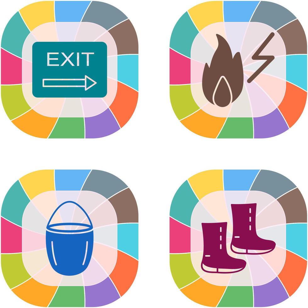 exit and electricity fire Icon vector