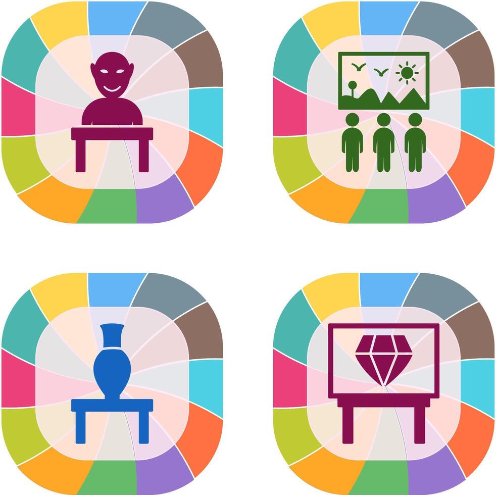 Human Sculpture and Viewing Icon vector