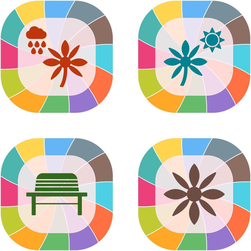 Flower with rain and Flower Icon vector