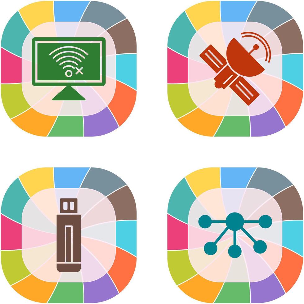 Disconnected Network and Satellite Icon vector