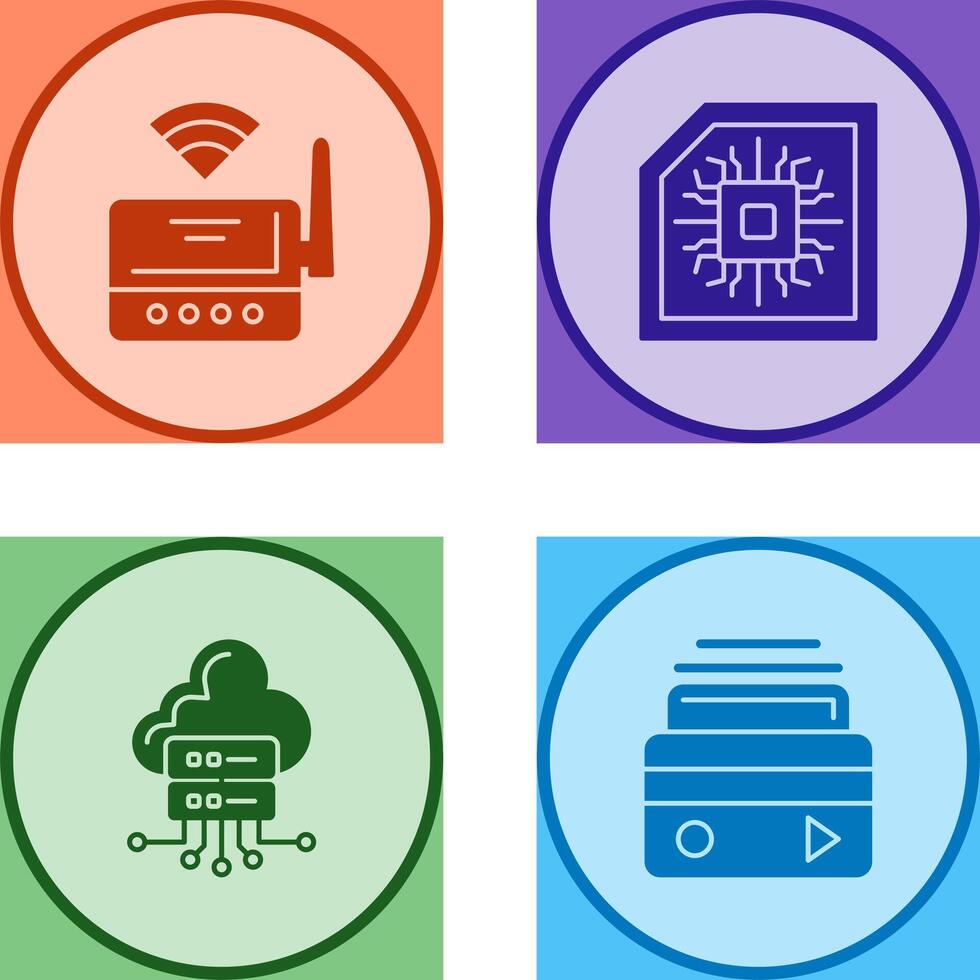 Wifi Router and Chip Icon vector