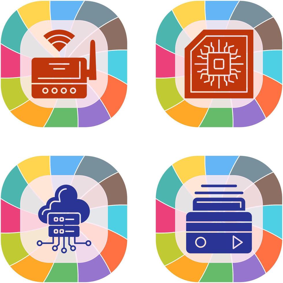 Wifi Router and Chip Icon vector