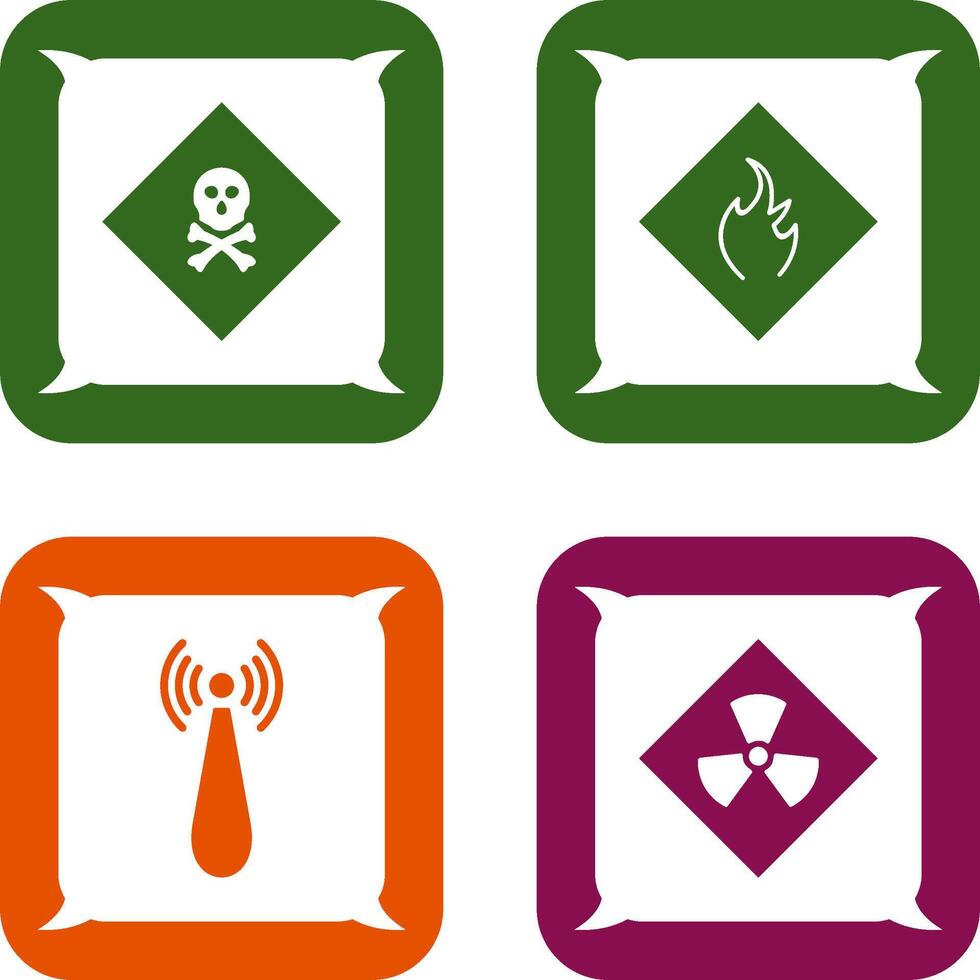 poisonous gas and Danger of flame Icon vector