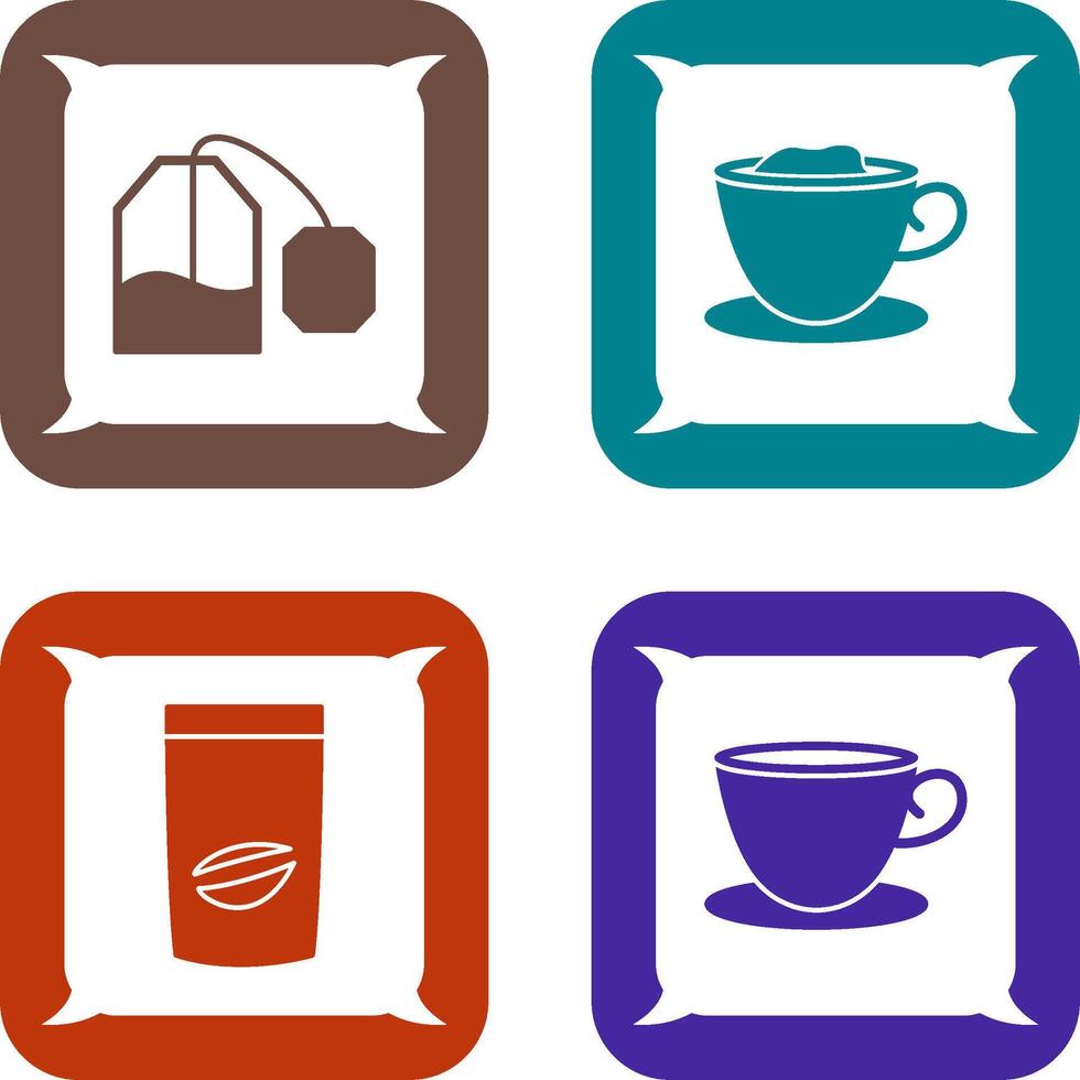 tea bag and creamy coffee Icon vector