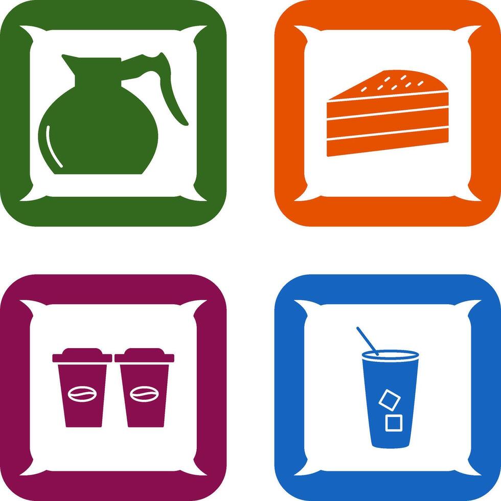 cake slice and coffee pot Icon vector