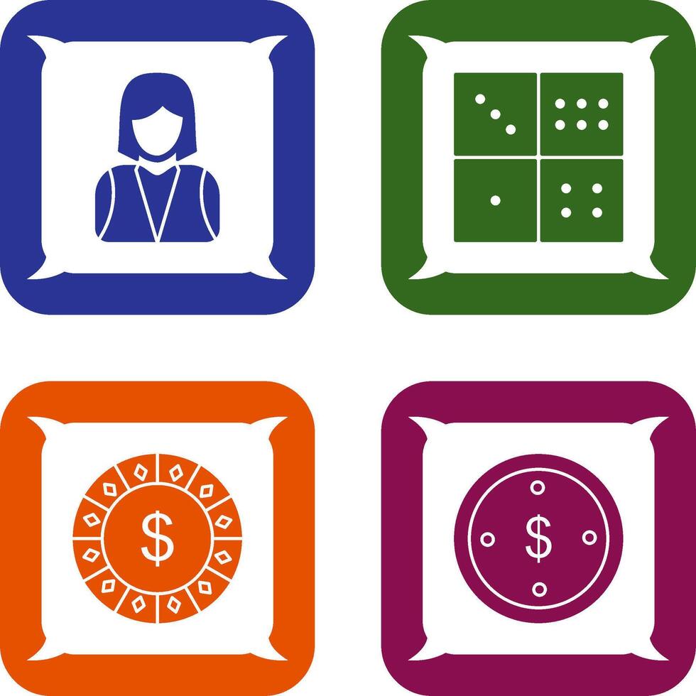 elegant lady and domino game Icon vector