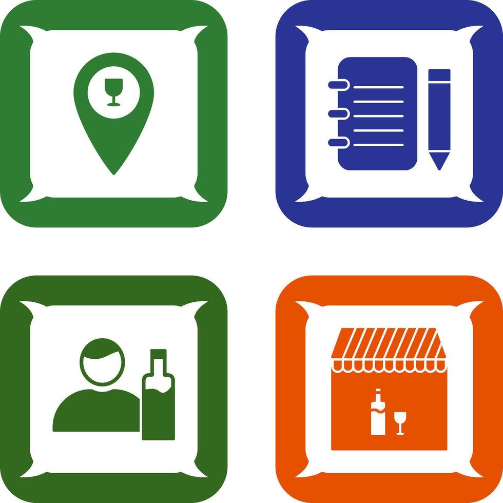 bar location and notepad Icon vector