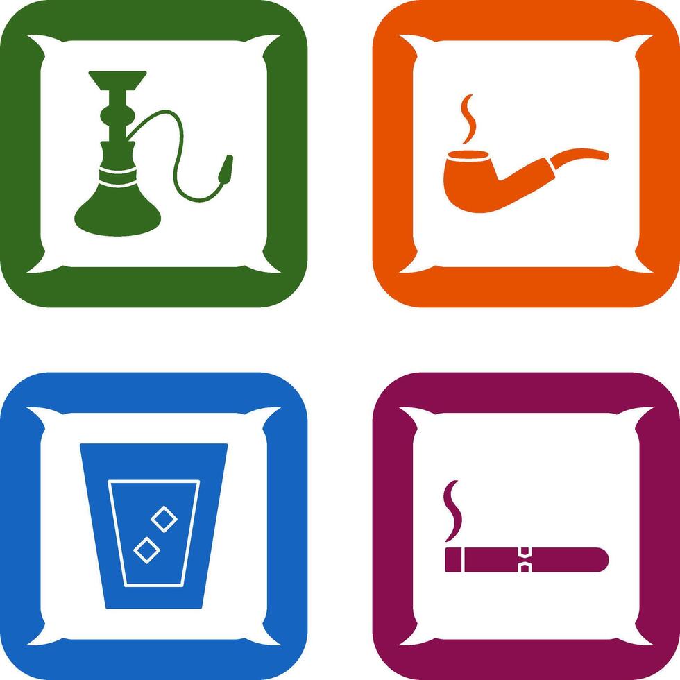 hookah and lit smoking pipe Icon vector