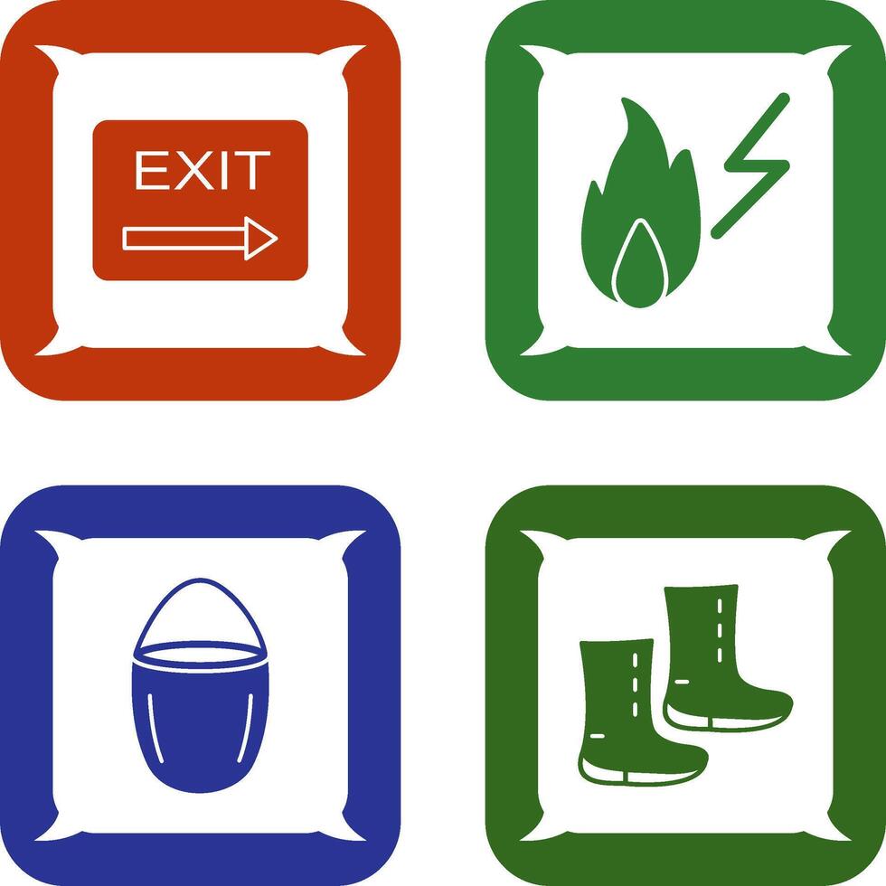 exit and electricity fire Icon vector