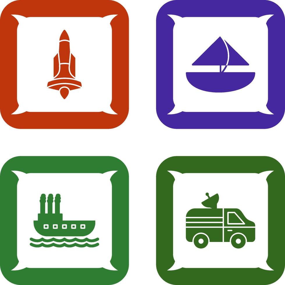 Rocket and Small Yacht Icon vector