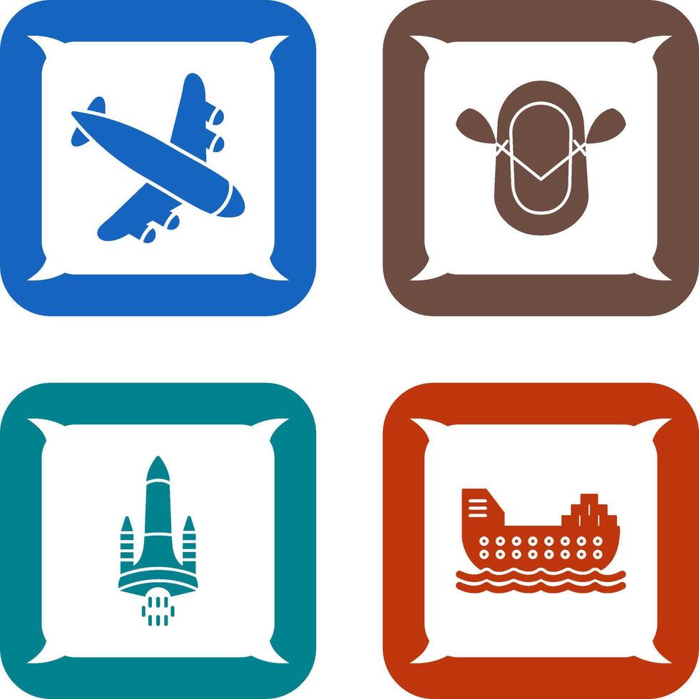 Landing Airplane and Dinghy Icon vector