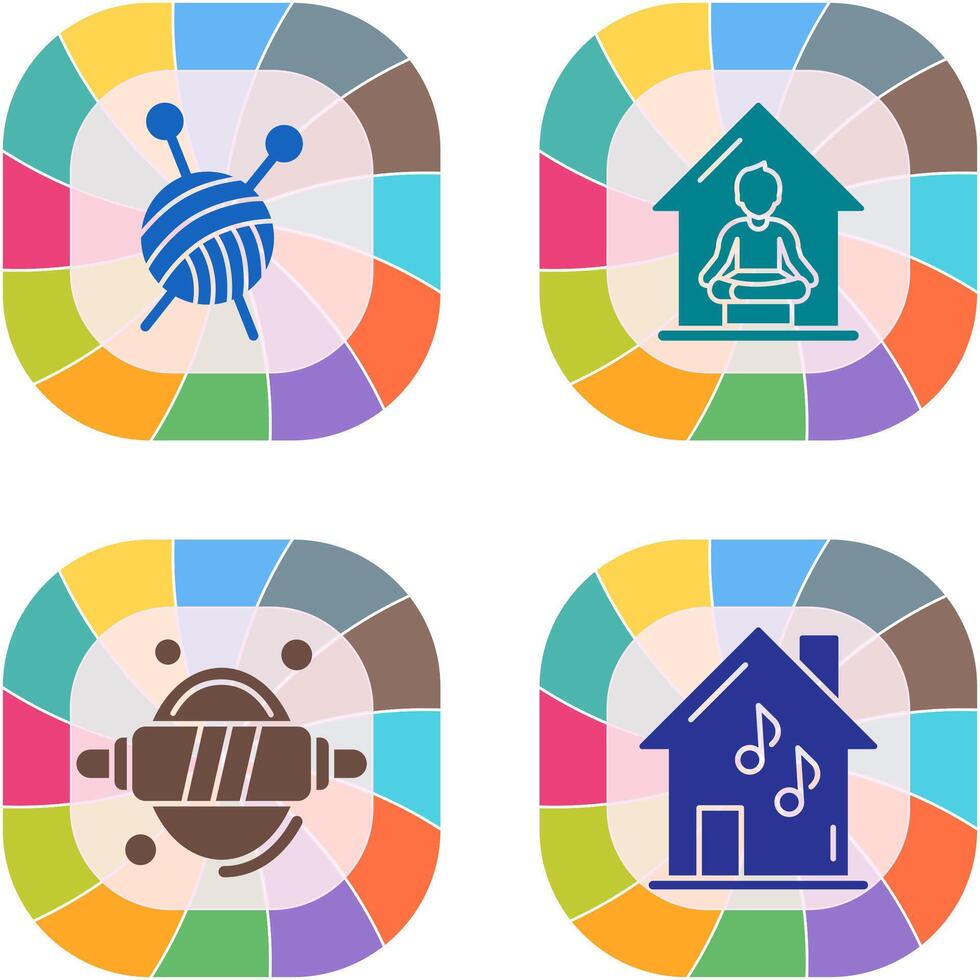 Knitting and Yoga At home Icon vector