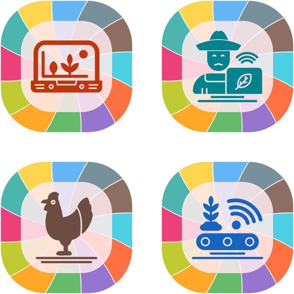 Smart Farm and Farmer Icon vector