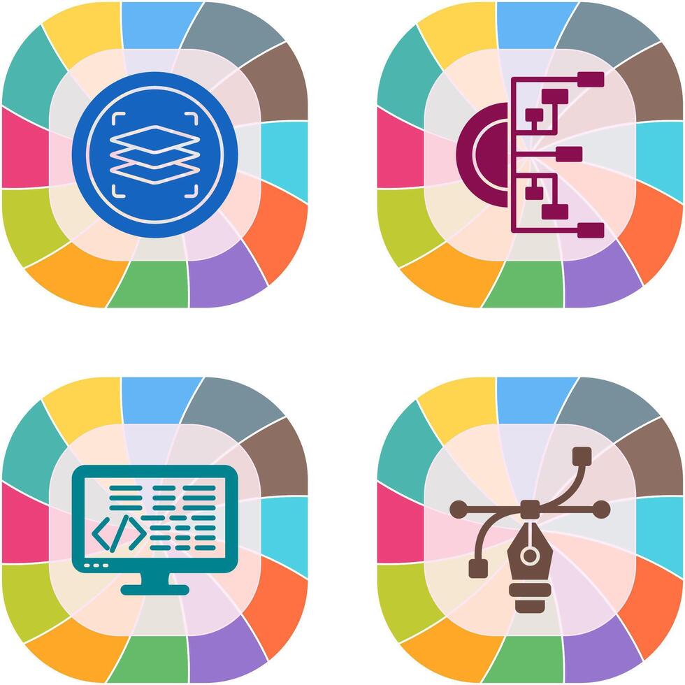 Layers and Flowchart Icon vector