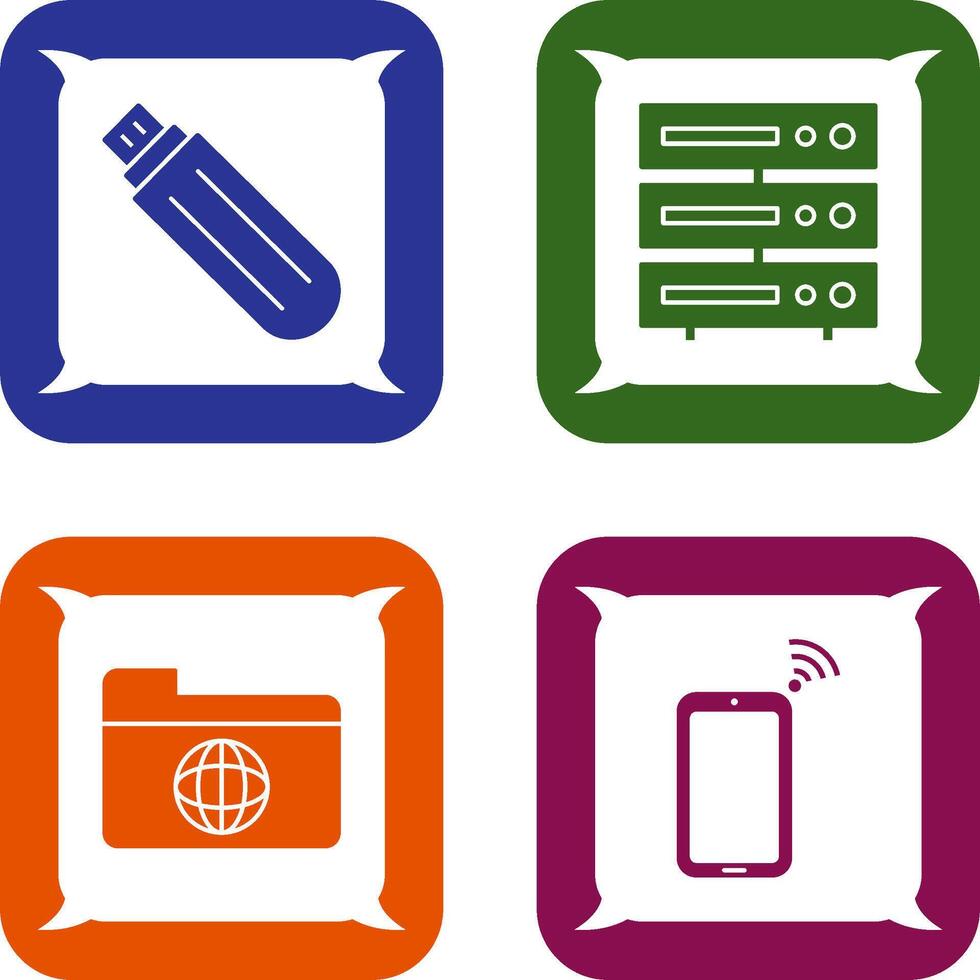 usb drive and server Icon vector