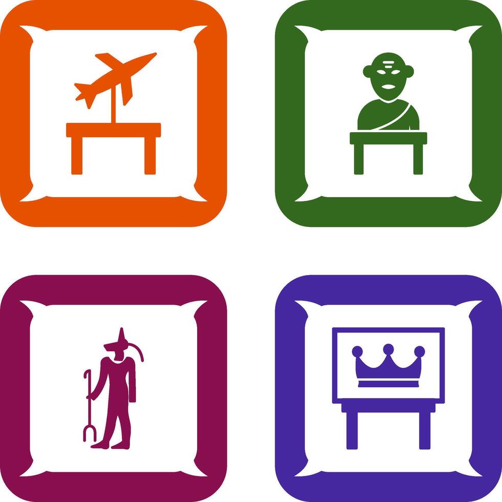 Jet Exhibit and Greek god Icon vector