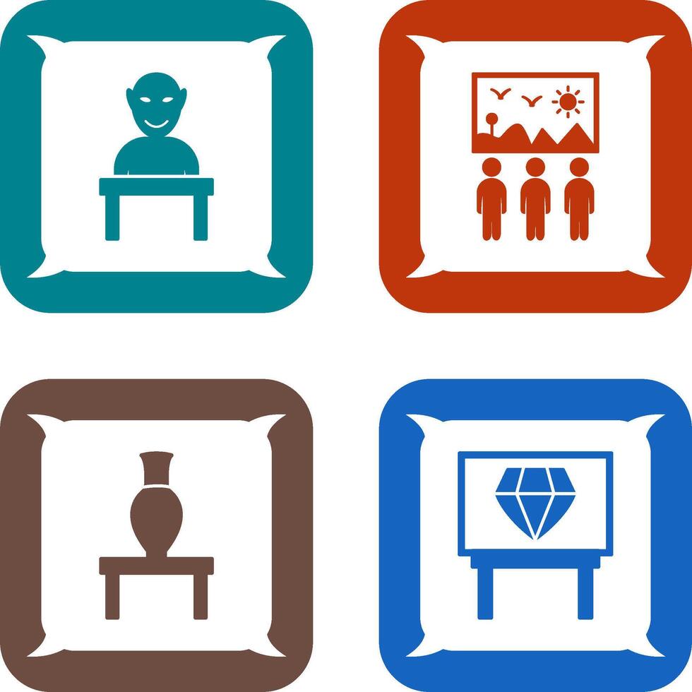 Human Sculpture and Viewing Icon vector