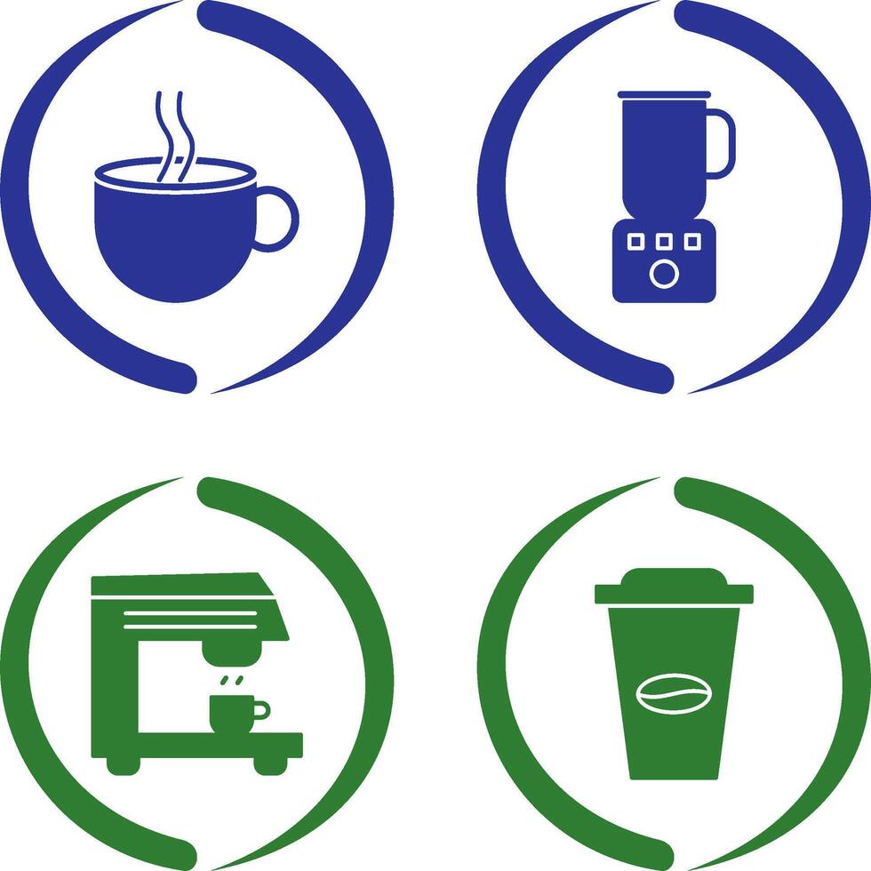 Hot Coffee and Coffee Blender Icon vector