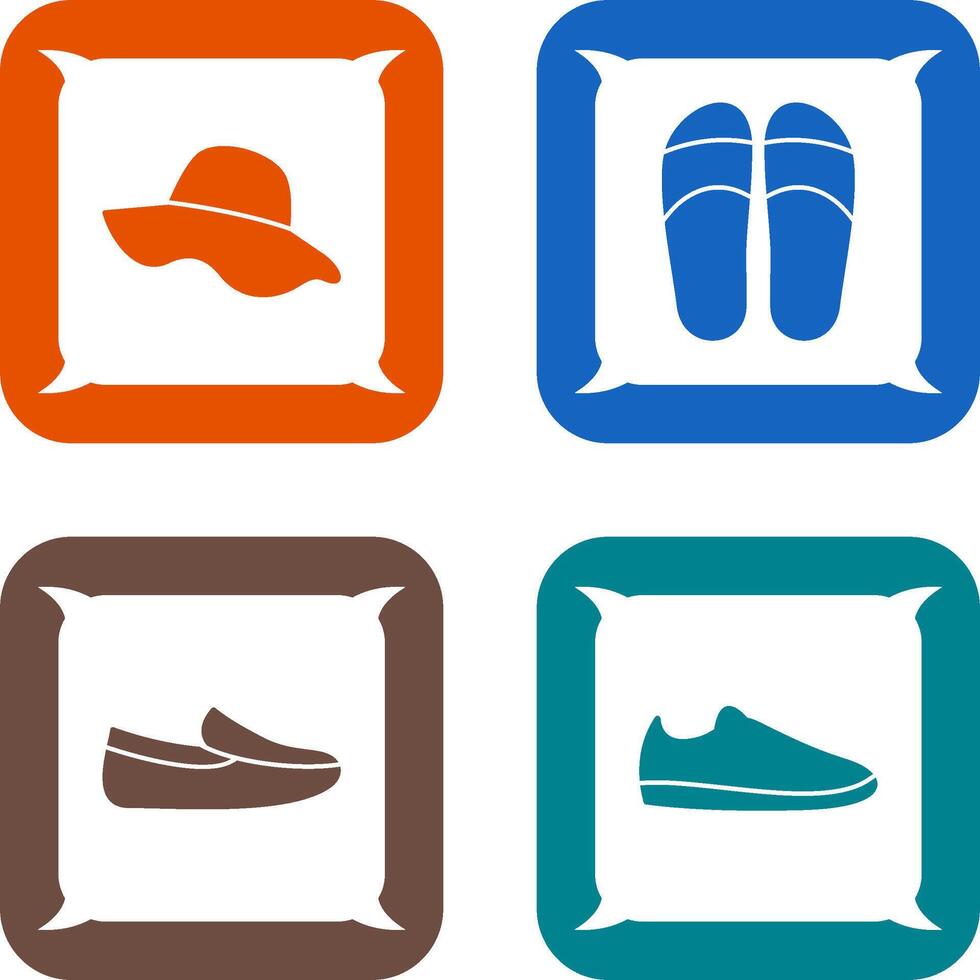 sombrero y zapatillas icono vector