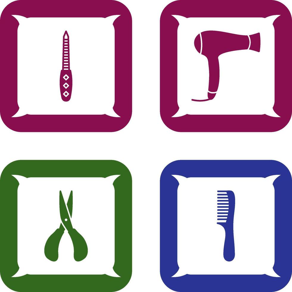 Nail File and Hair Dryer Icon vector