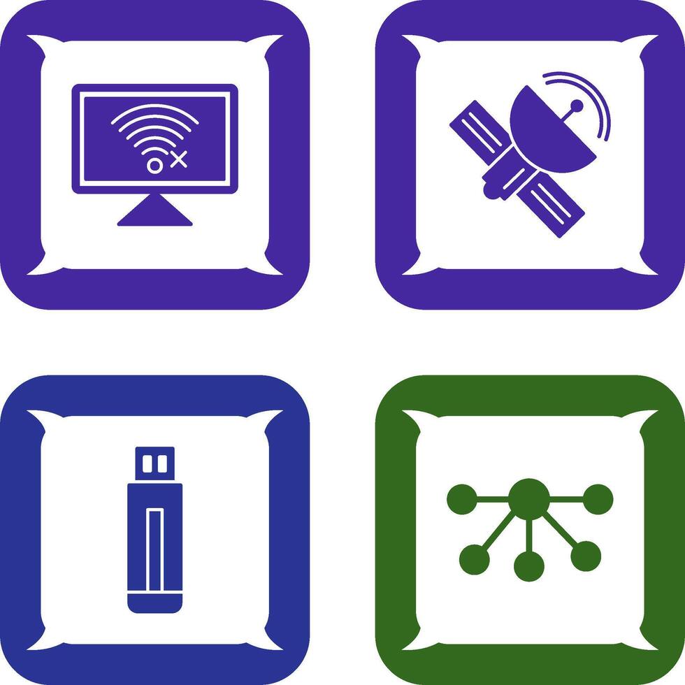 Disconnected Network and Satellite Icon vector