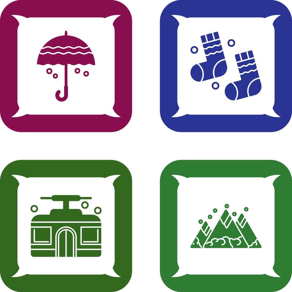 Umbrella and Winter Socks Icon vector