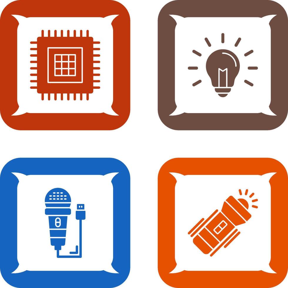 Processor and Light Bulb Icon vector