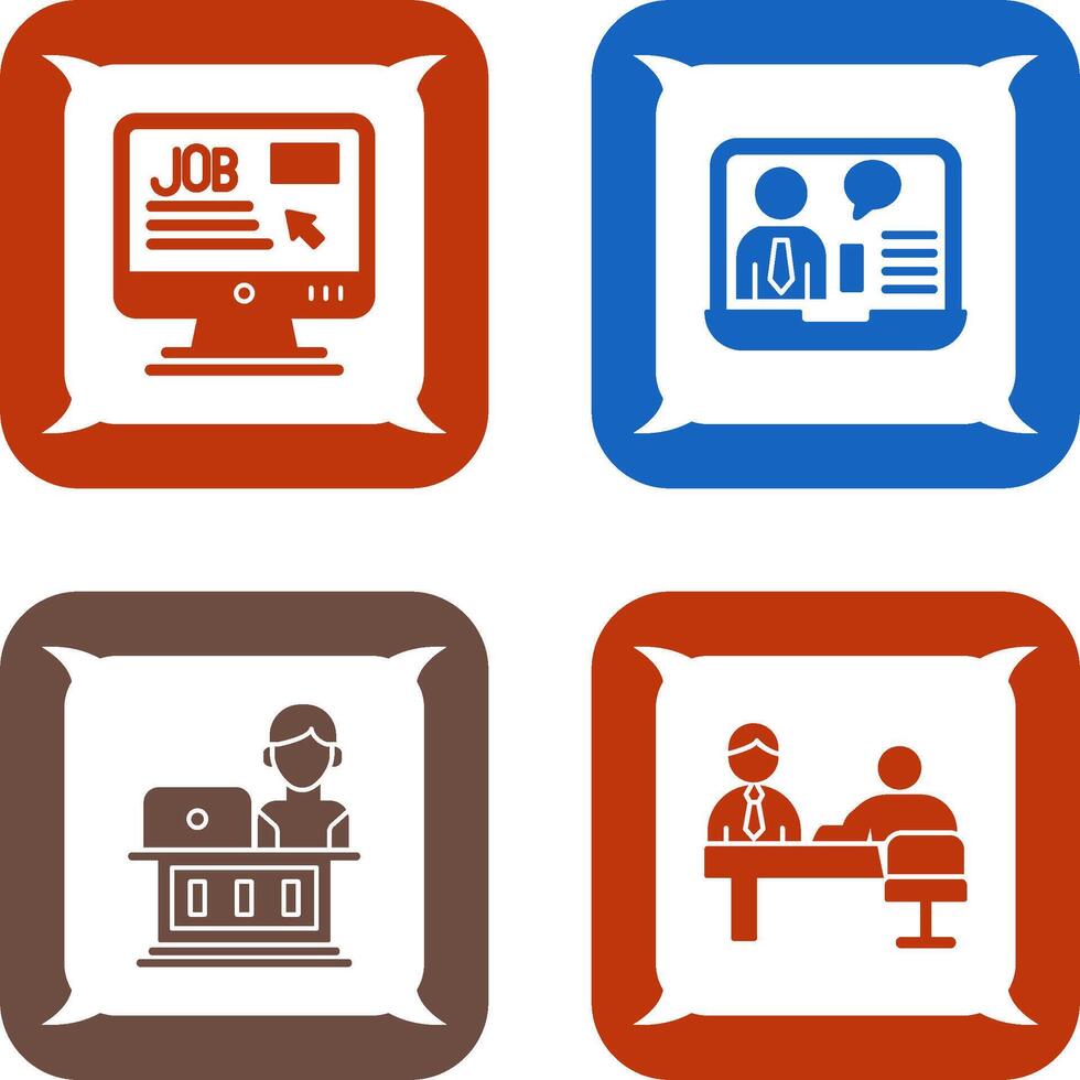 Online Job and Online Job Interview Icon vector