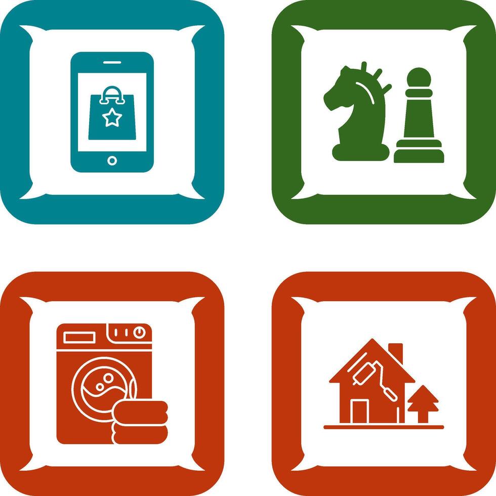 Online Shopping and Chess Piece Icon vector