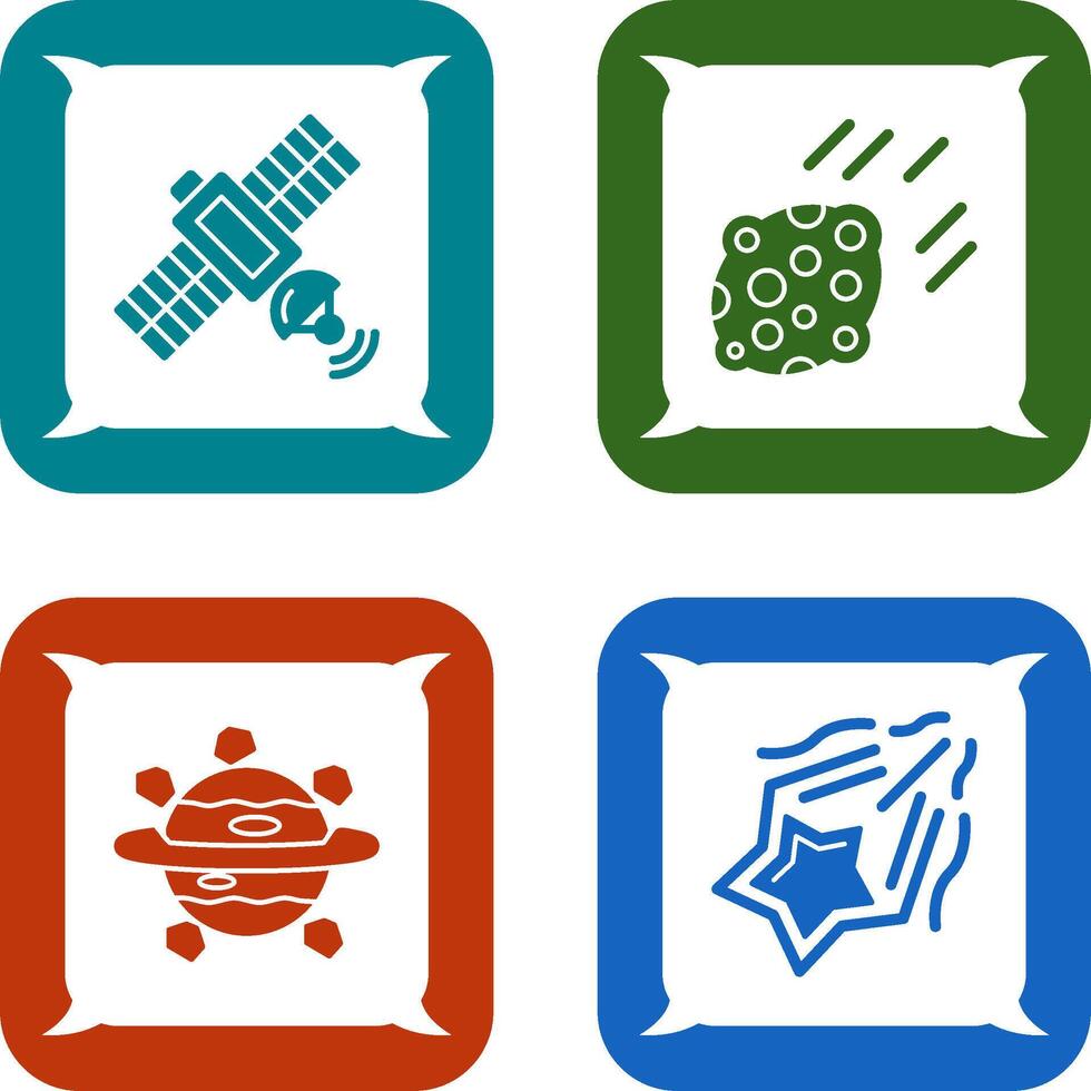 satelite and asteroid Icon vector