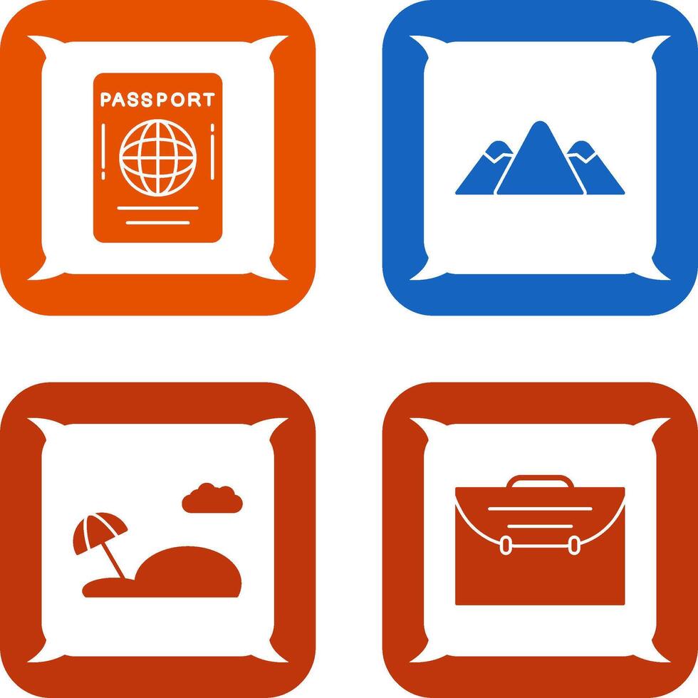 pasaporte y montaña icono vector