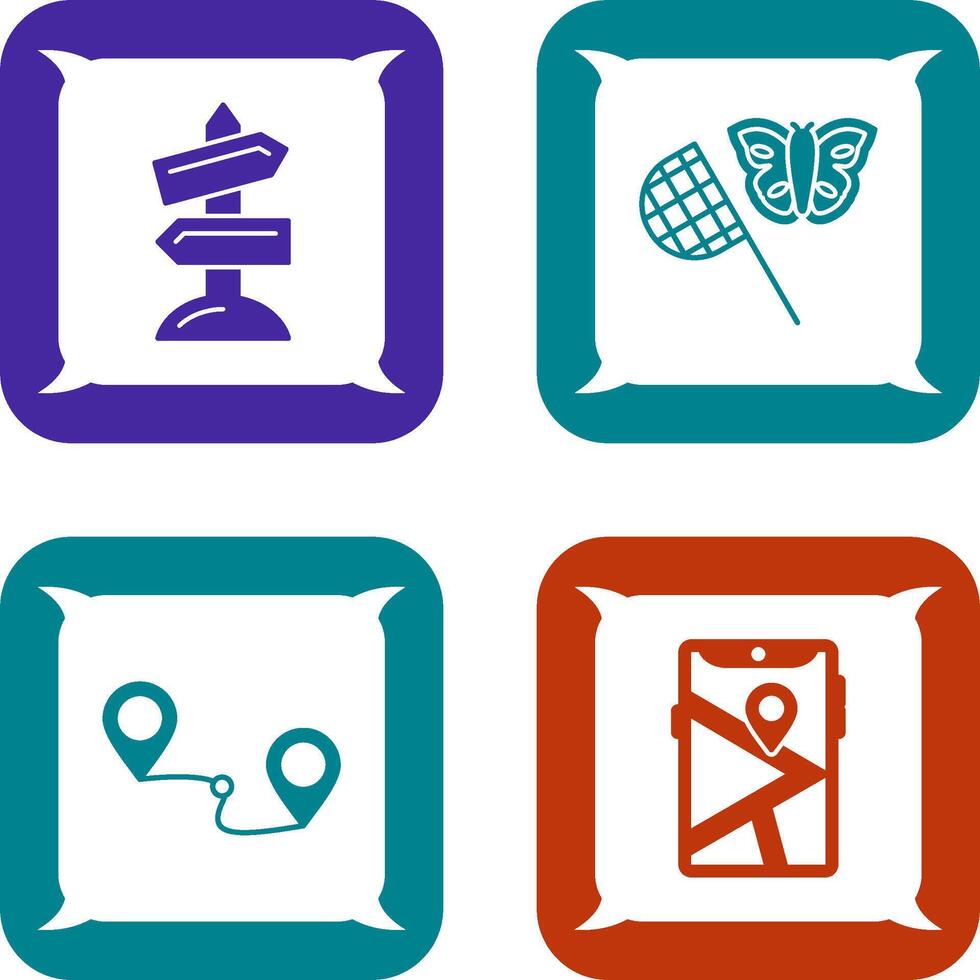 Butterfly Catcher and Road Sign Icon vector