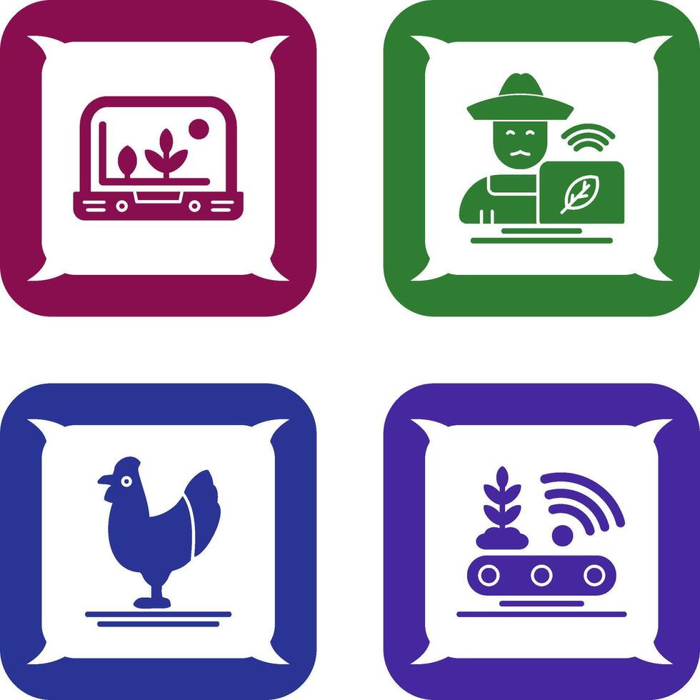Smart Farm and Farmer Icon vector