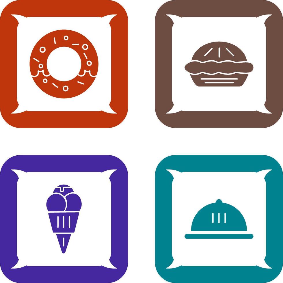 rosquilla y tarta icono vector