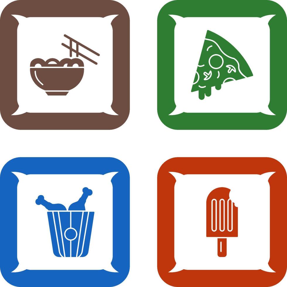 Chinese food and Pizza Icon vector
