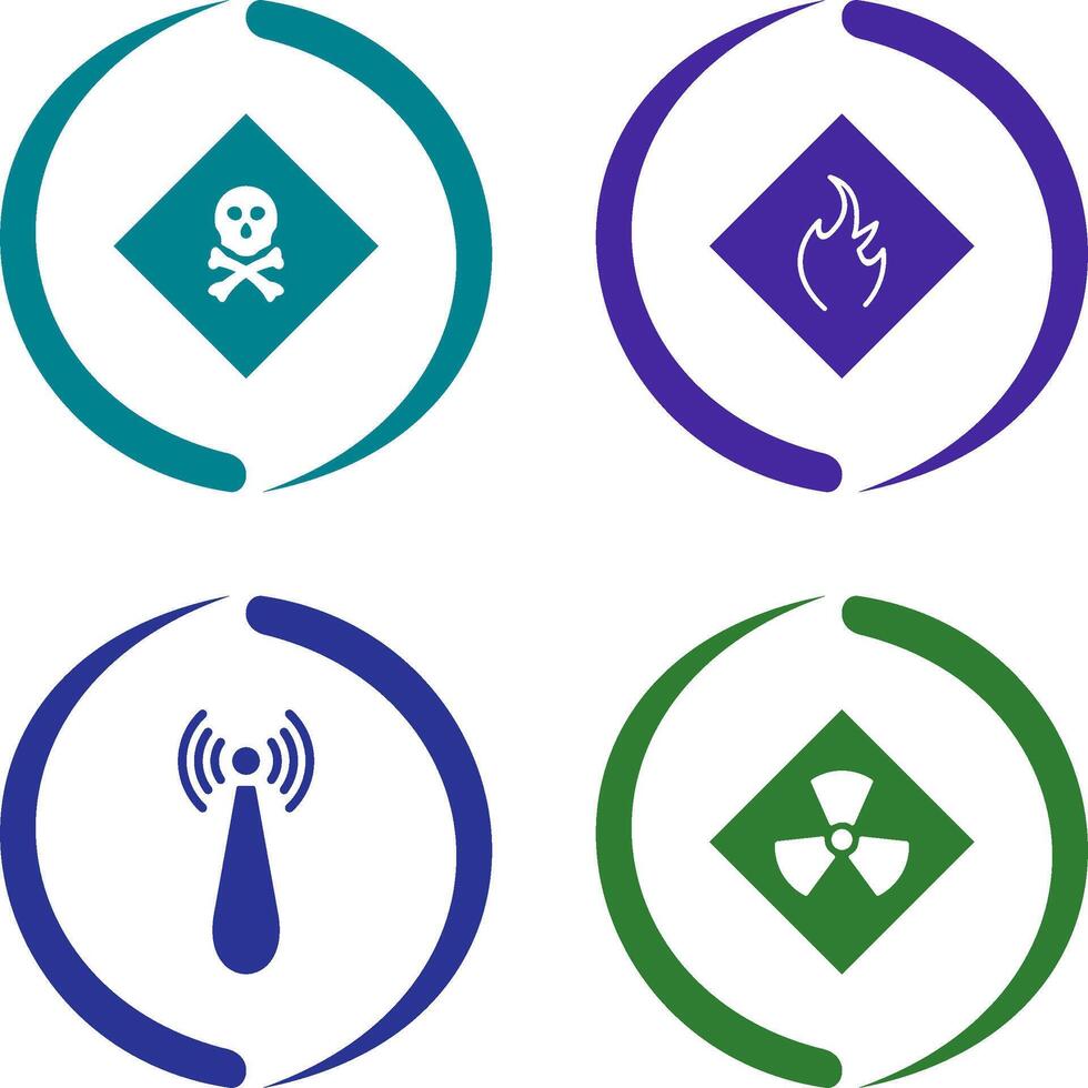 poisonous gas and Danger of flame Icon vector