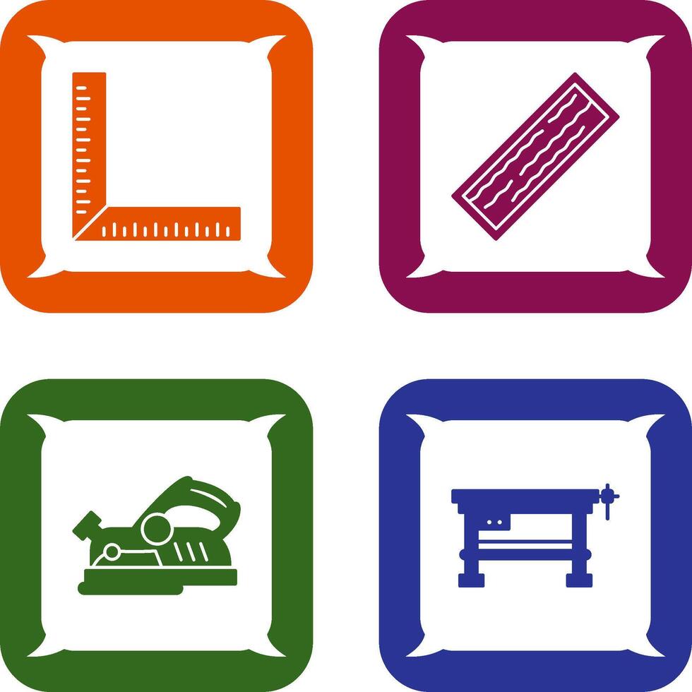 Square Ruller and Plank Icon vector