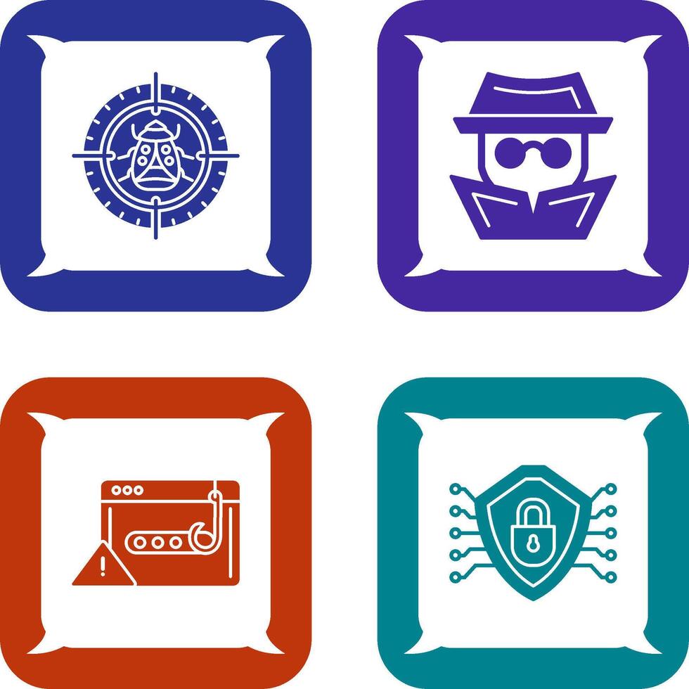 Bug Target and Hacker Icon vector