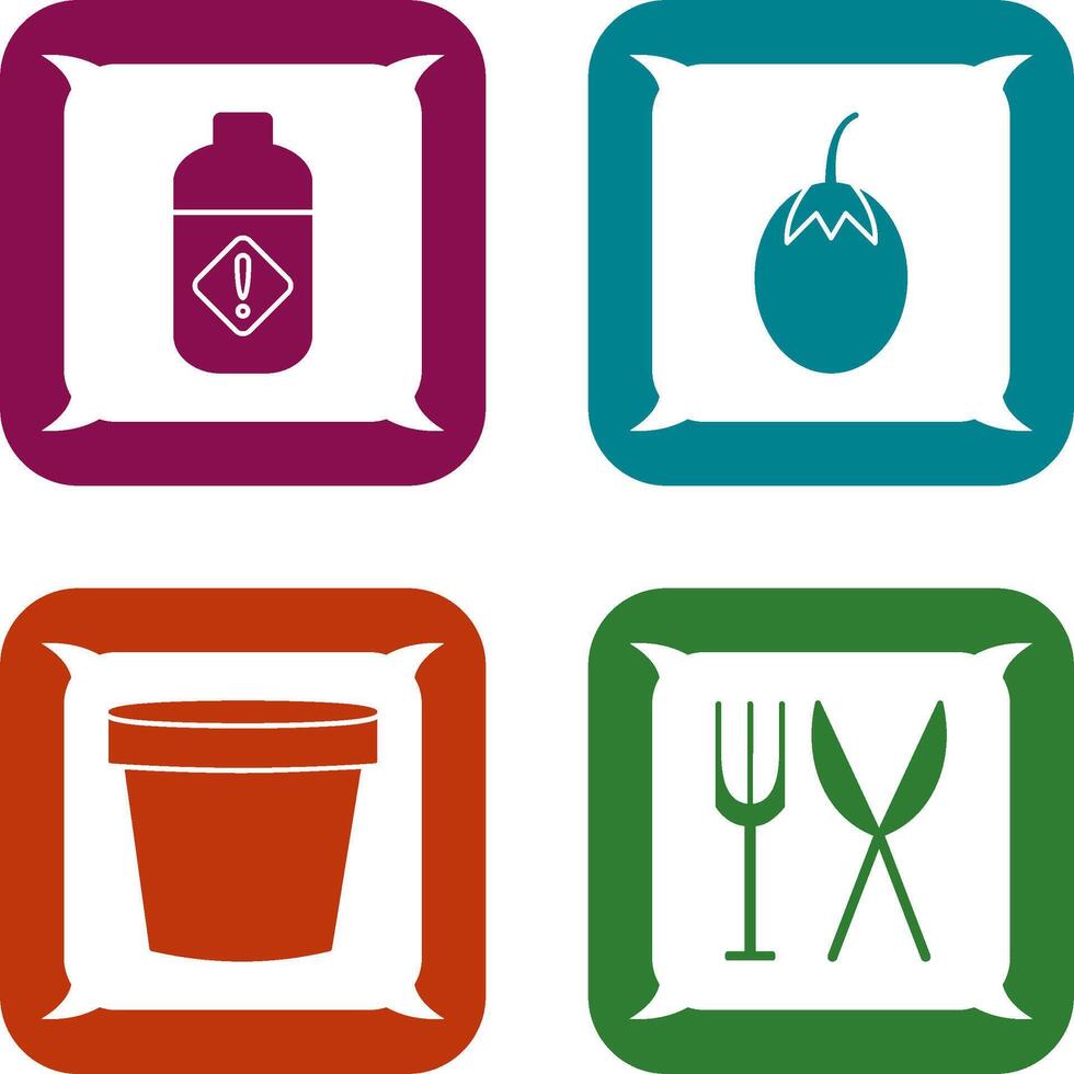 Vegetable plant and Pesticide Icon vector