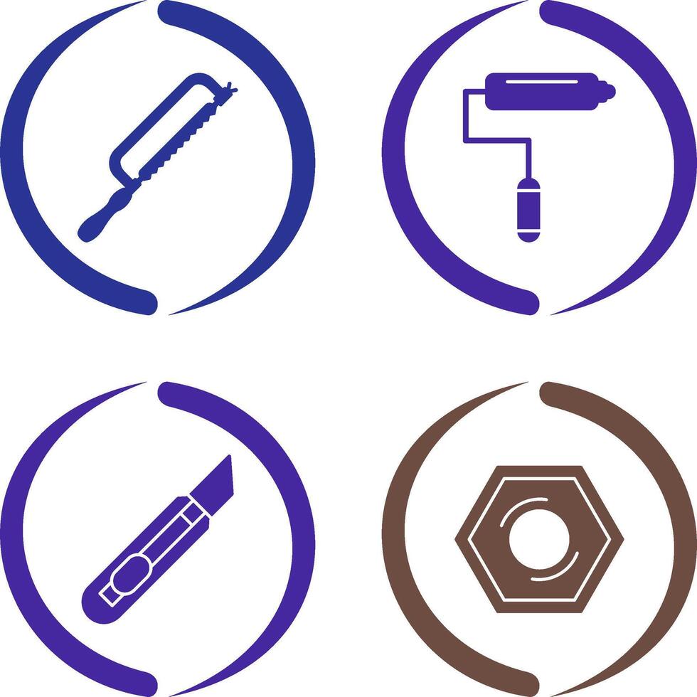 Hacksaw and Paint Roller Icon vector