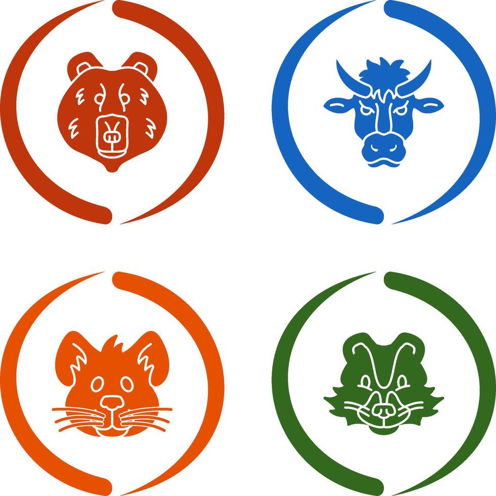 Polar Bear and Bison Icon vector