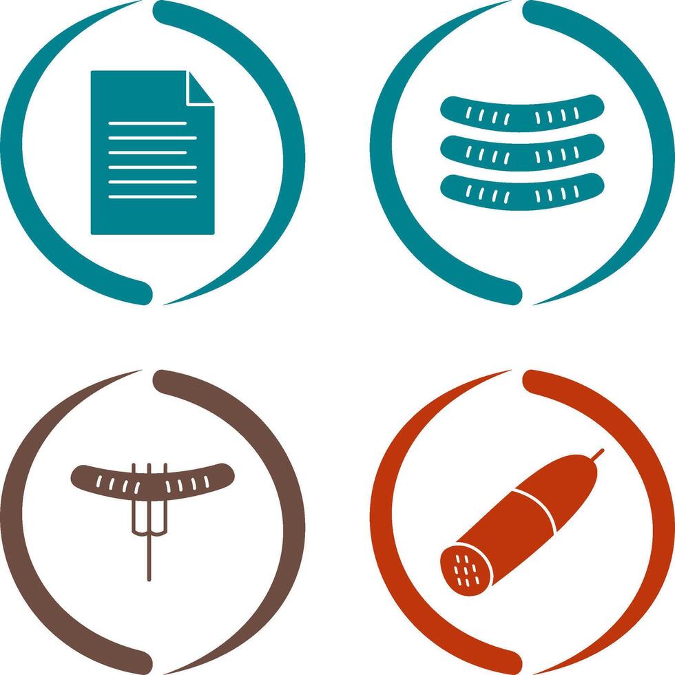 Sheet and Sausages Icon vector