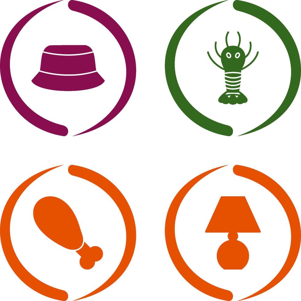 Men Hat and Lobster Icon vector