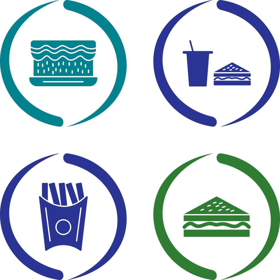 cream cake and lunch bistro Icon vector